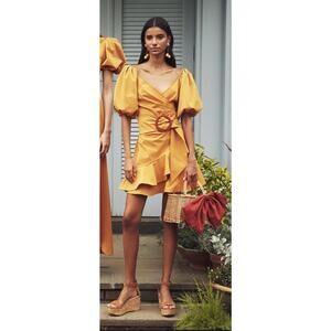 NWT Anthropologie Sachin & Babi Raeann Yellow Mustard Belted Mini Dress 14